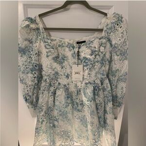 Bardot Blue and White Lace dress